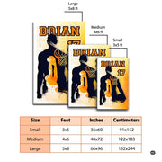 Dimensions and sizing options chart for basketball player silhouette living room area rug - thumbnail image 2 of 7