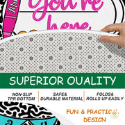 Custom Educational Welcome Mat with Notebook and School Bus Details