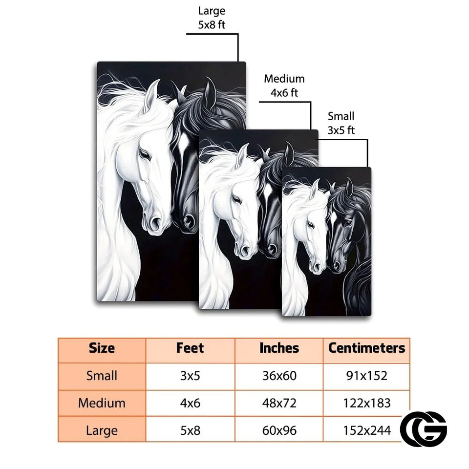Custom Running Horse Area Rug with Non-Slip Backing - Horse-ds19