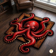 Personalized Octopus Shaped Welcome Mat with Name and Waves - D2