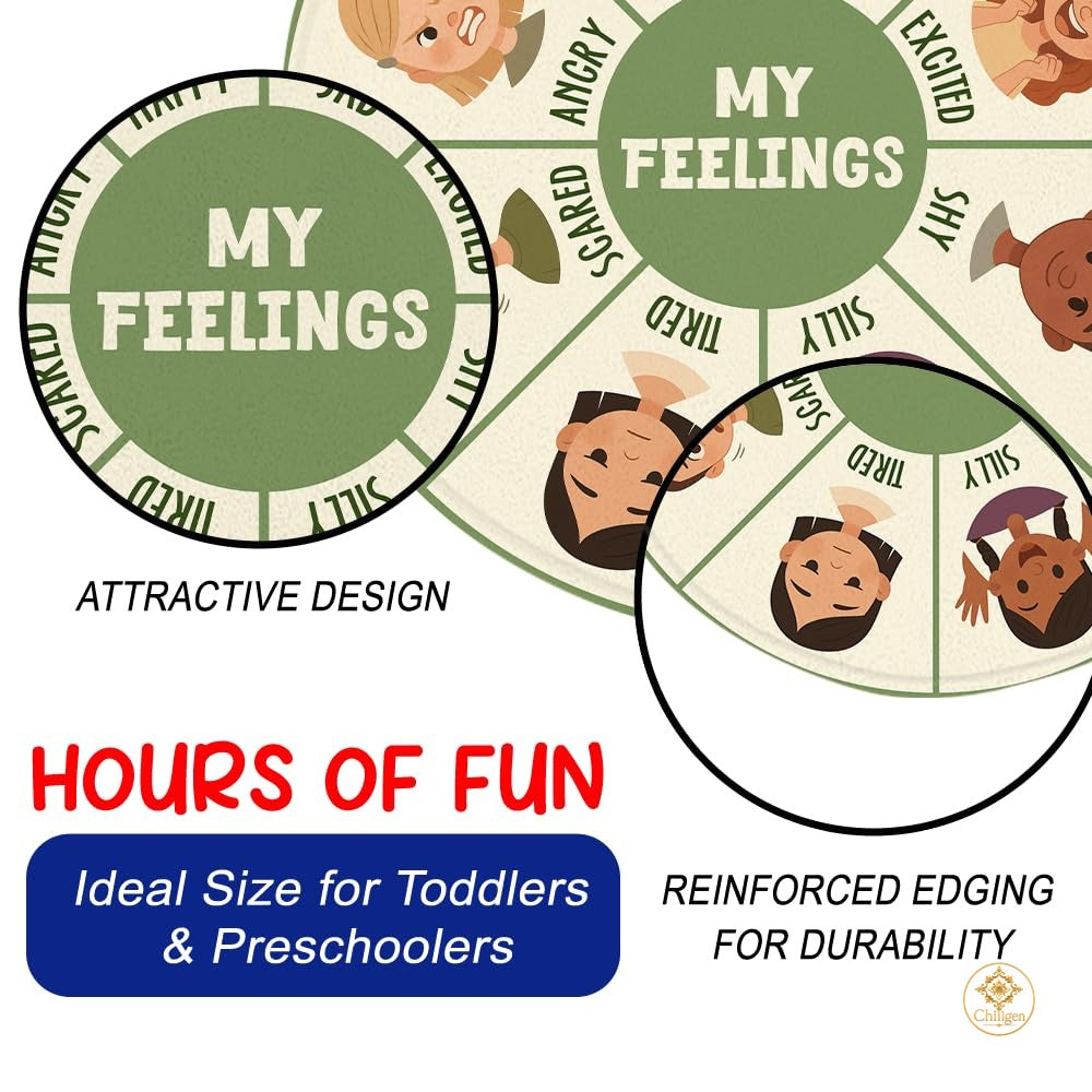 Custom Feelings Wheel Welcome Mat for Kids and Therapist