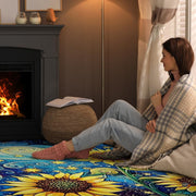 Detailed view of the durable edge stitching and swirling starry sky print on microfiber - thumbnail image 8 of 8