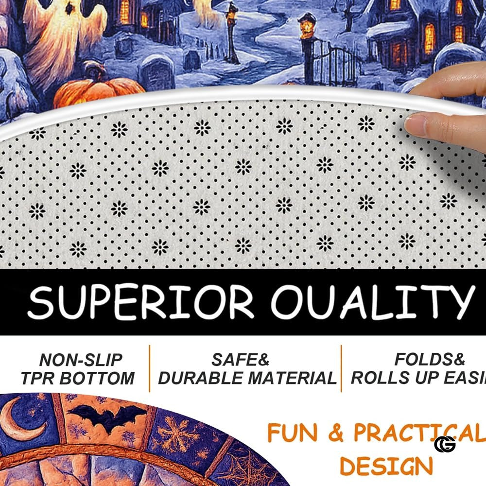 Custom Halloween 3D Effect Optical Illusion Spooky Round Rug (D14)