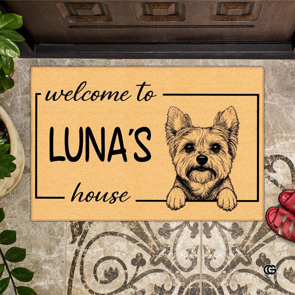 Personalized Pet Dog Welcome Door Mat with Photo and Name (A05)