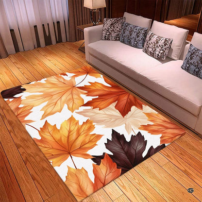 Closeup view of the soft microfiber surface and detailed autumn leaf vein artwork - thumbnail image 3 of 7