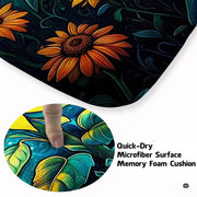 Close-up view of the soft microfiber surface, sunflower petals, and cosmic teal swirls - thumbnail image 3 of 8