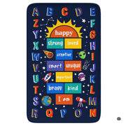 Detailed view of the vibrant uppercase alphabet border surrounding the decorative accent path and constellation print. - thumbnail image 6 of 9