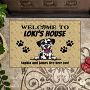 Personalized Dog Welcome Doormat for Front Door and Entryway