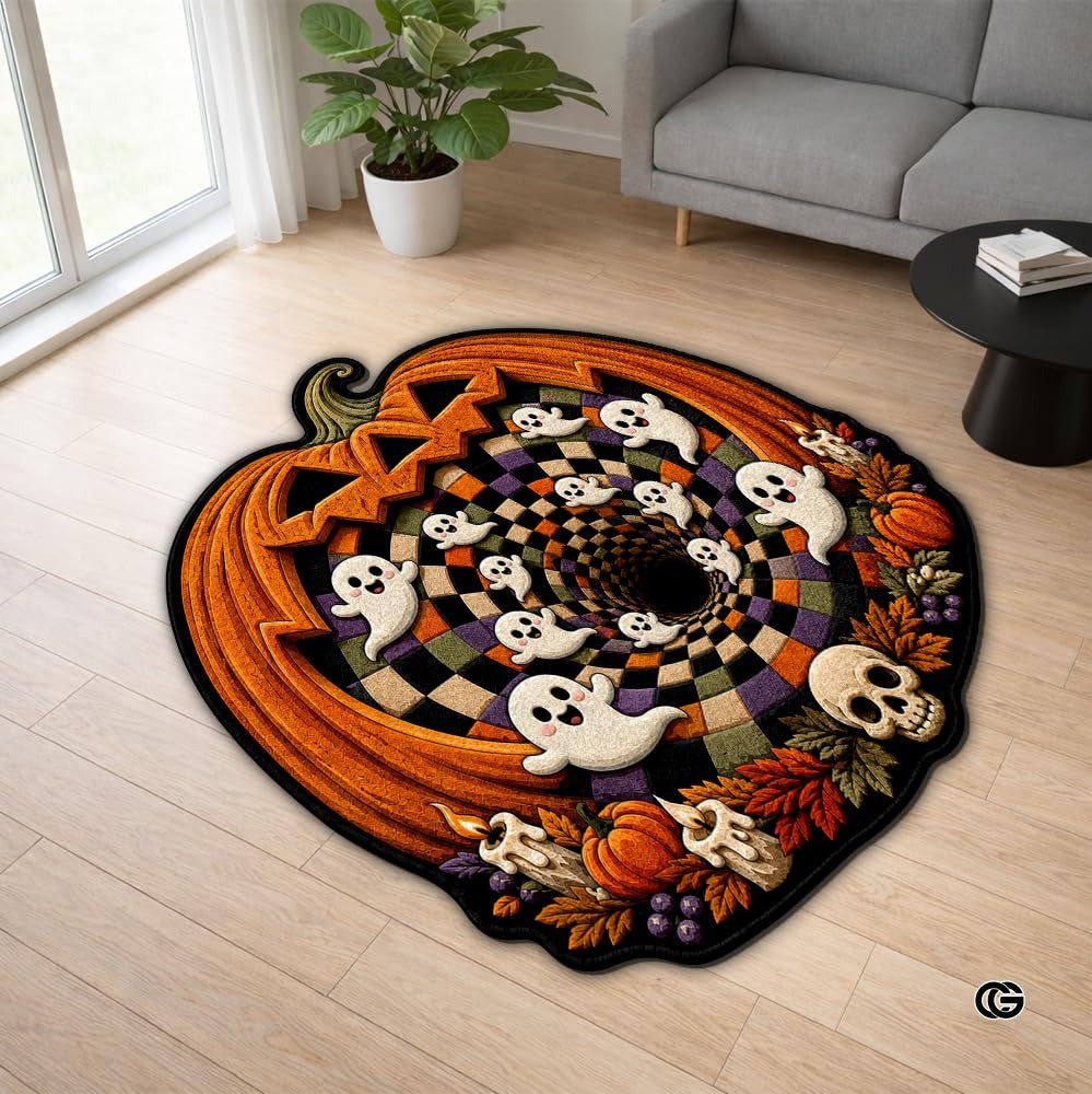 Personalized Halloween 3D Optical Illusion Shaped Rug (A04)