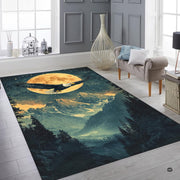 Close-up of vibrant teal green, navy blue, and lunar gold palette on this nature-inspired area rug. - thumbnail image 6 of 7