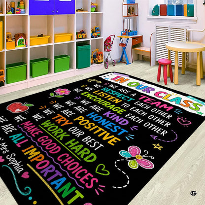 Dimension chart displaying size options for teamwork classroom area rug. - thumbnail image 2 of 7