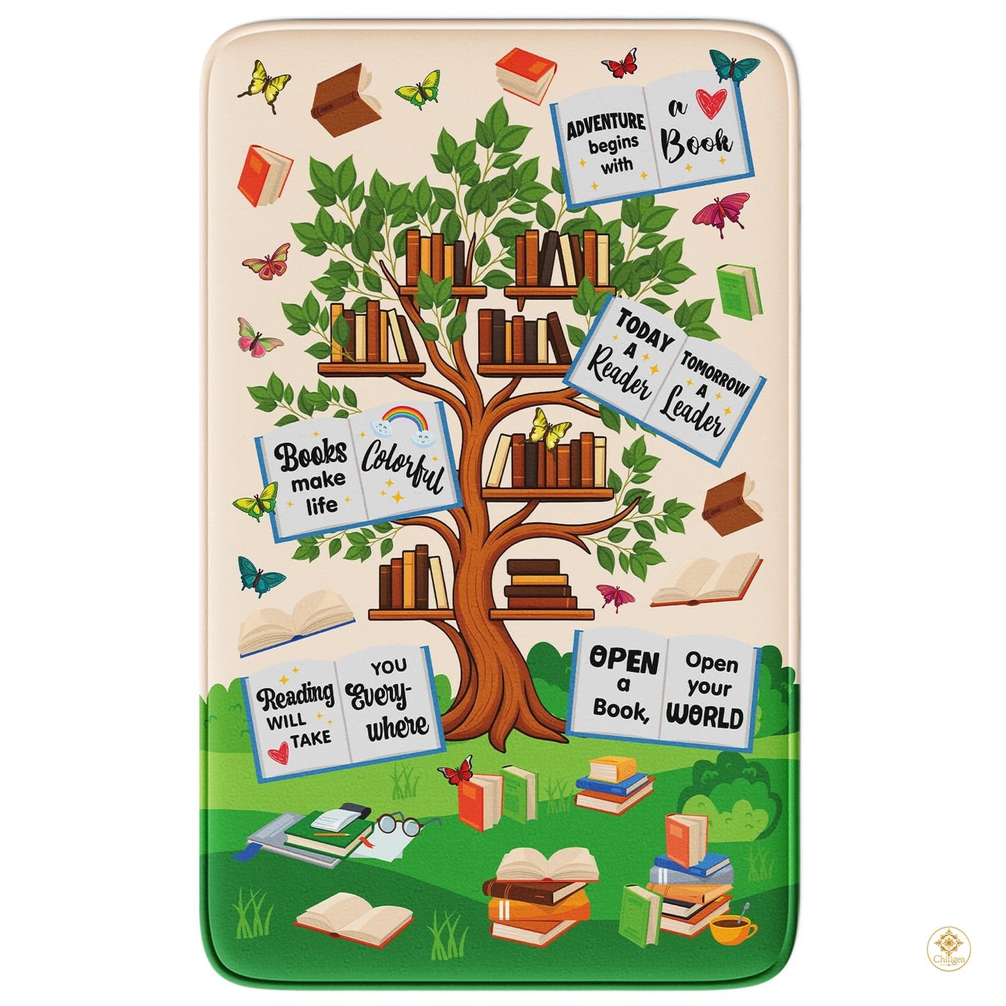 Custom Reading Tree Welcome Mat for Kids and Teachers