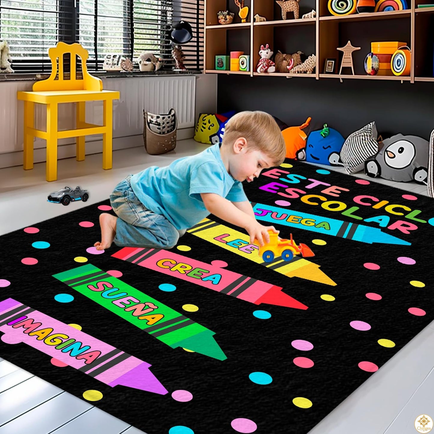 Custom ABC Spanish Educational Rug with Alphabet and Numbers