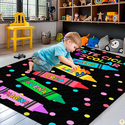 Custom ABC Spanish Educational Rug with Alphabet and Numbers