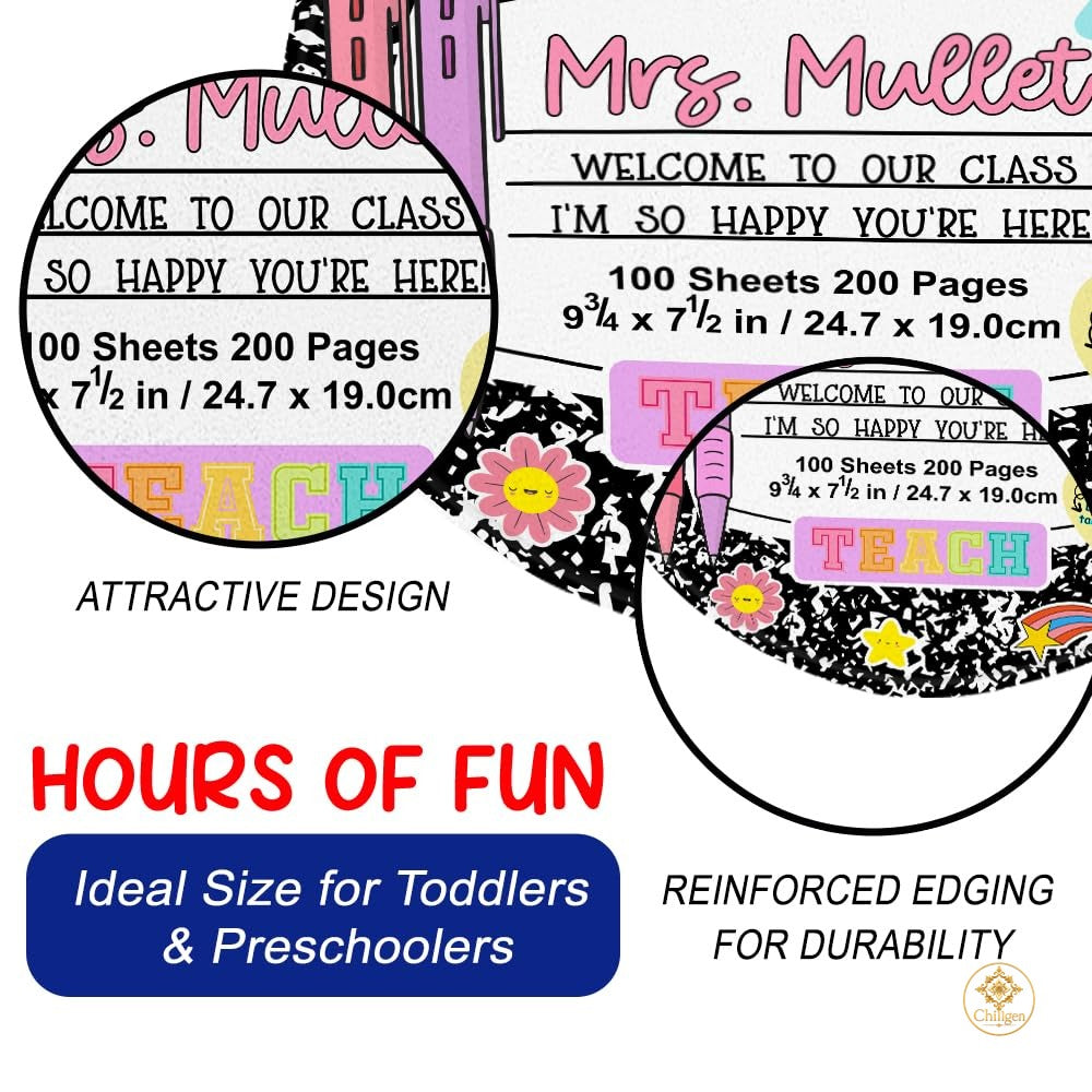 Custom Notebook Welcome Mat for Classroom and Kids Room