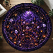 Custom Halloween 3D Optical Illusion Round Rug Skeleton Horror Area Rug (1, #8)