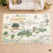 Custom Hundred Acre Wood Map Welcome Mat for Kids Room - Multi Color / 2' x 3' (Rectangular)