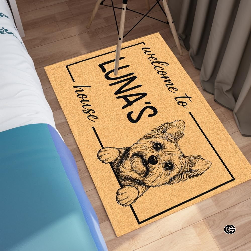 Personalized Pet Dog Welcome Door Mat with Photo and Name (A05)
