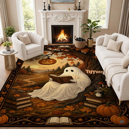 Personalized Witch Area Rug with Name - Custom Halloween Rug, Black Cat & Raven Floor Carpet, Spooky Gothic Home Decor, Non Slip Rugs (Style 11)
