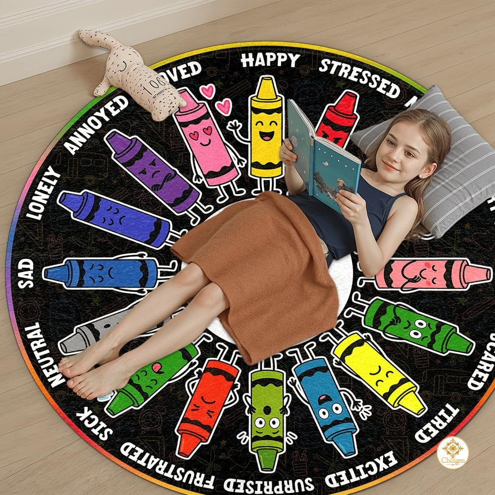 Custom Feelings Wheel Welcome Mat for Classroom and Office