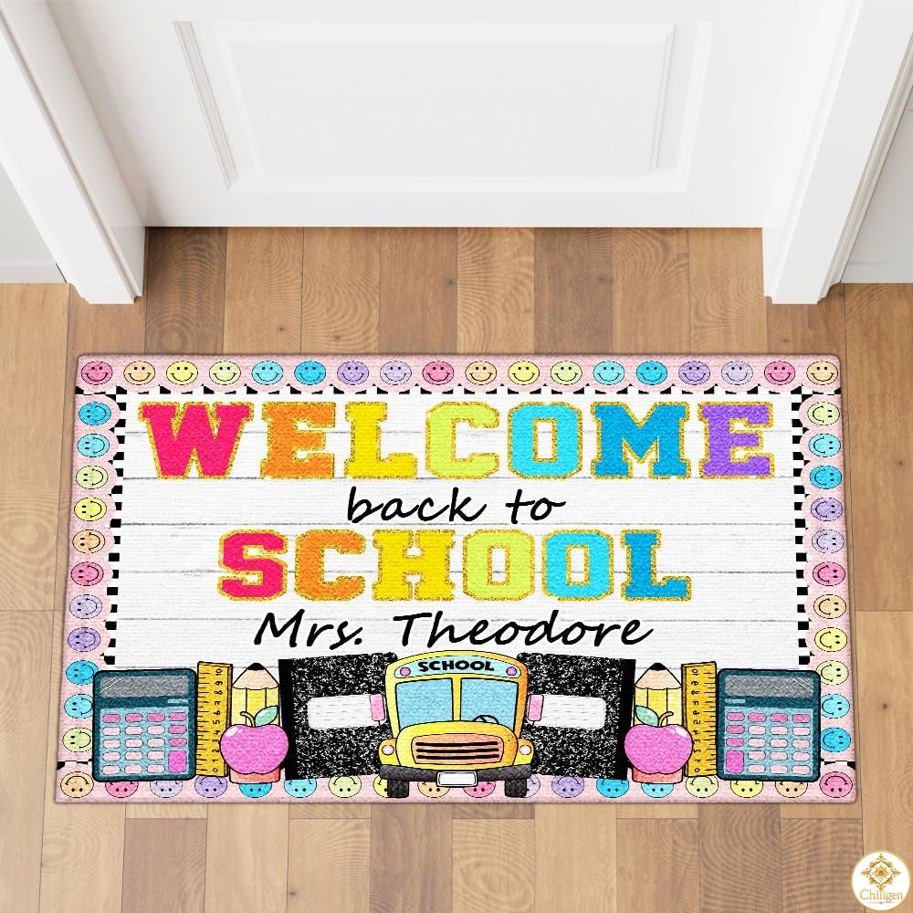 Custom Classroom Welcome Mat for Teachers and School