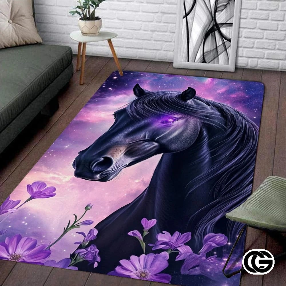 Custom Running Horse Area Rug for Living Room and Bedroom