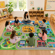 Custom Road Map Welcom Mat for Kids Room and Playroom - Map 9