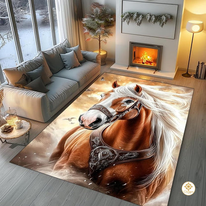 Custom Running Horse Area Rug with Non-Slip Backing