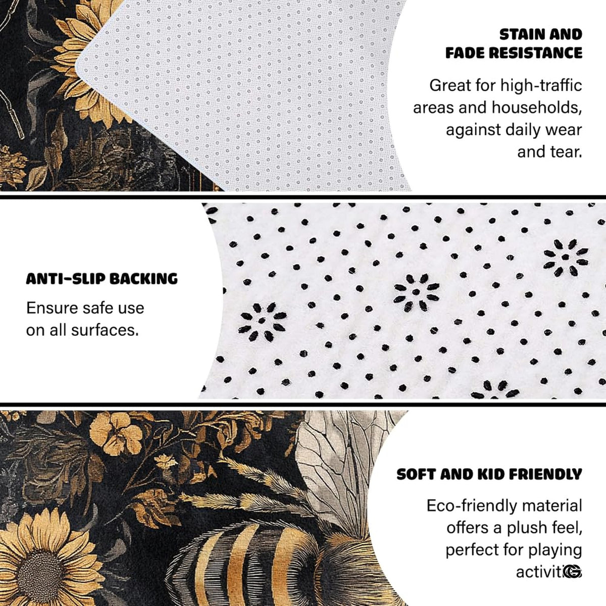Sunroom layout displaying the vintage botanical bee rug centered on flooring - image 5 of 8