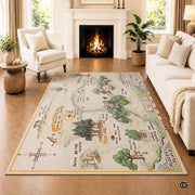 Custom Hundred Acre Wood Map Welcome Mat for Kids Room - Multi Color / 2' x 3' (Rectangular)