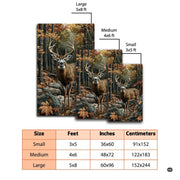 Close-up of whitetail buck antlers and amber maple foliage on an autumn woodland area rug. - thumbnail image 2 of 7