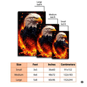 Dimension comparison chart displaying multiple size formats for this fiery eagle area rug. - thumbnail image 2 of 7