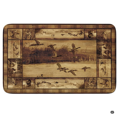 Mallard duck waterfowl area rug styled in modern patio seating setup - thumbnail image 5 of 6
