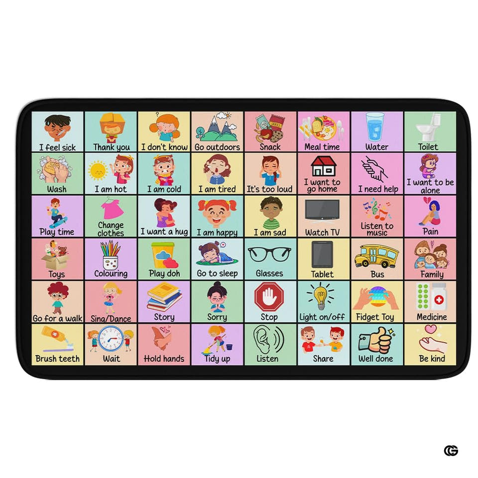 Visual communication board grid daily routine area rug - view 1