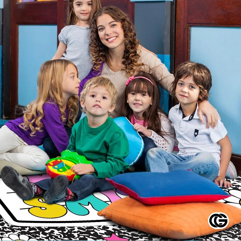 Custom Notebook Welcome Mat for Classroom and Bedroom - Composition #4 / 2' x 3' (Rectangular)