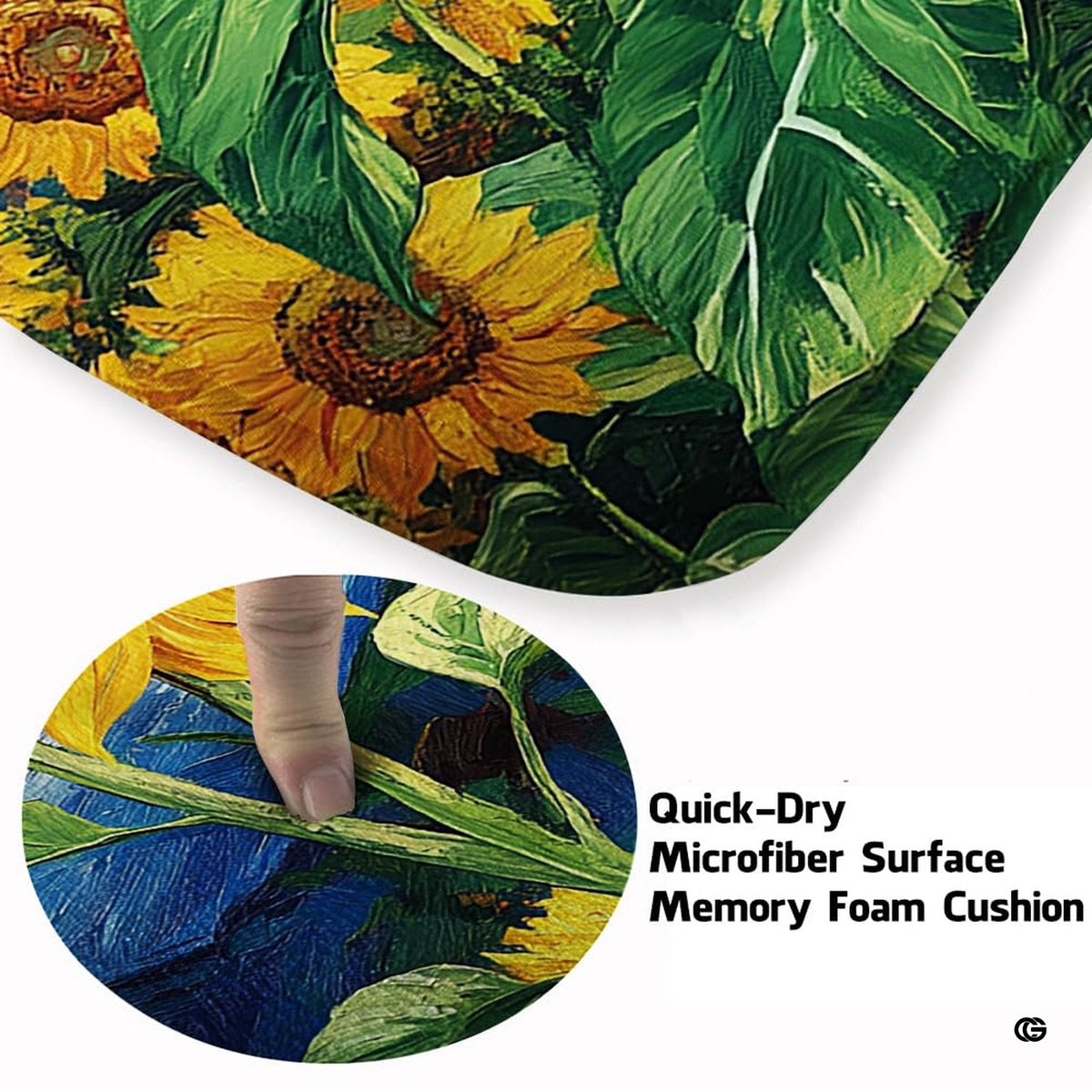 Close up texture detail of starry night sunflower area rug soft pile surface and hemmed edges. - image 3 of 7