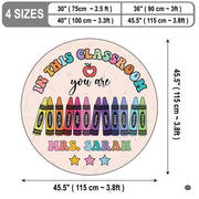 Classroom reading corner mockup displaying the colorful crayon educational rug - thumbnail image 2 of 9