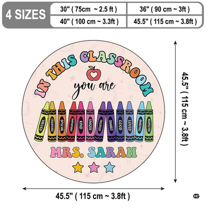 Classroom reading corner mockup displaying the colorful crayon educational rug - thumbnail image 2 of 9