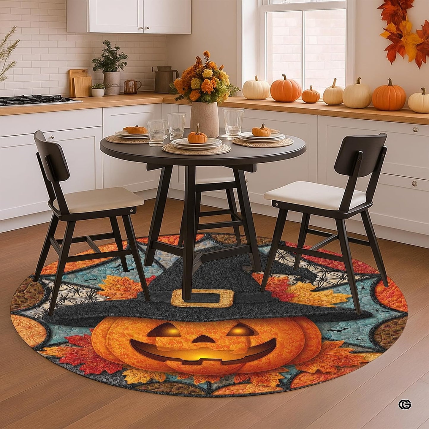 Custom Halloween 3D Optical Illusion Round Rug Skeleton Horror Area Rug (1, #6)