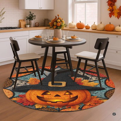Custom Halloween 3D Optical Illusion Round Rug Skeleton Horror Area Rug (1, #6)