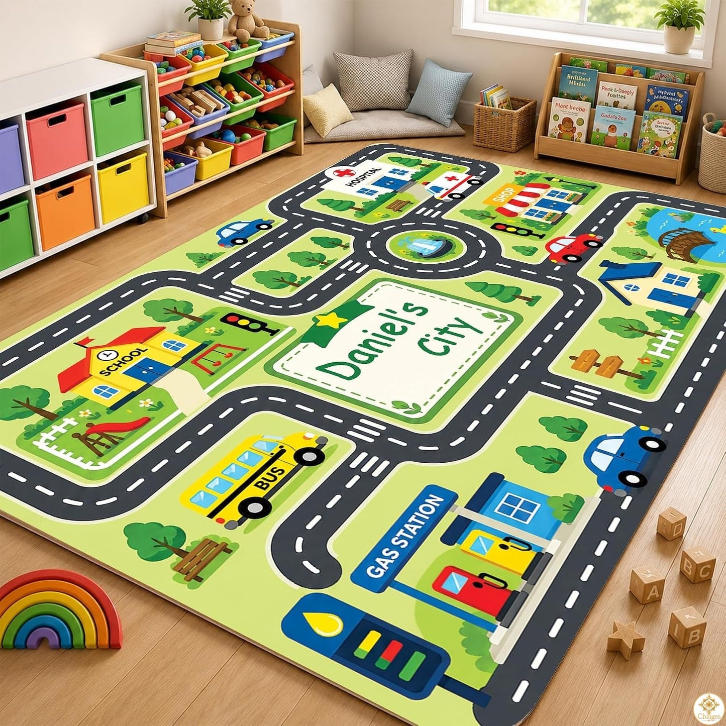 Custom Road Map Area Rug
