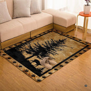 Rustic deer silhouette area rug displayed beside living room couch and side table. - thumbnail image 7 of 7