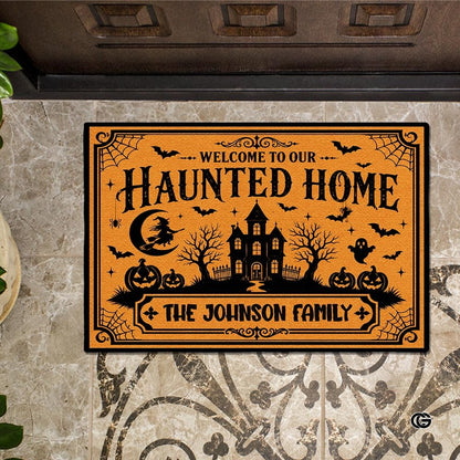 Halloween Door Mat Outdoor, Custom Spooky Welcome Mat with Black Cat and Pumpkin, Fall Front Door Mat for Porch Entryway Decor #1