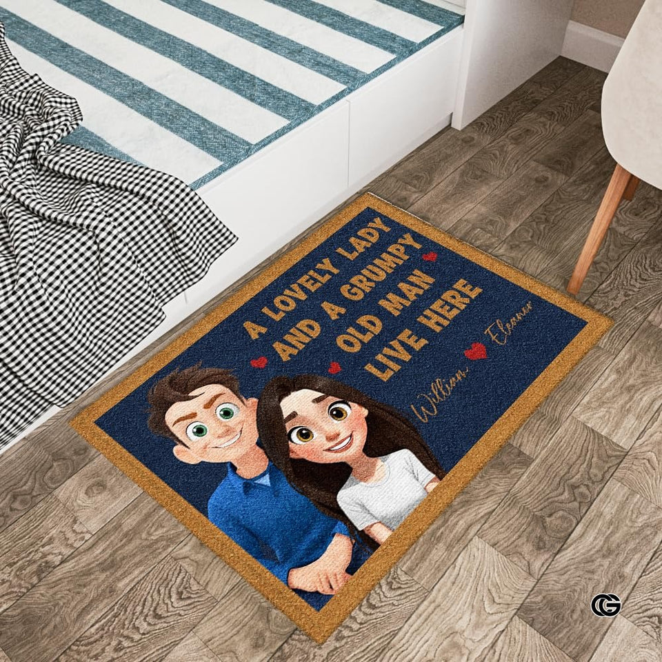 Personalized Family Couple Doormat, Custom Couple Husband Wife Doormat Gift, Outdoor Front Door Rug on Birthday, Christmas, Anniversaries, Valentine's Day for Him Her Woman (S4)