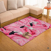Home lounge arrangement displaying the close-up pink flamingo trio accent rug - thumbnail image 7 of 7