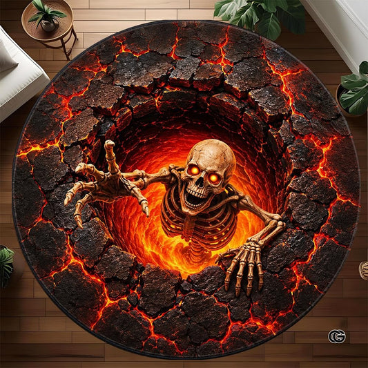 Personalized Halloween 3D Optical Illusion Ghost Round Rug (A12)