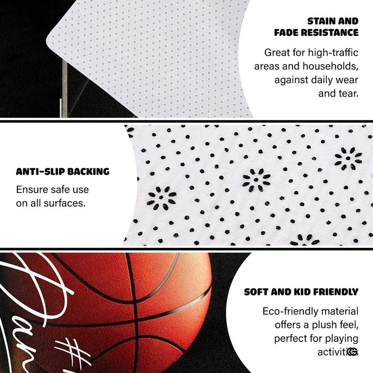 Basketball hardwood sports floor carpet displayed in cozy living room interior - image 6 of 7