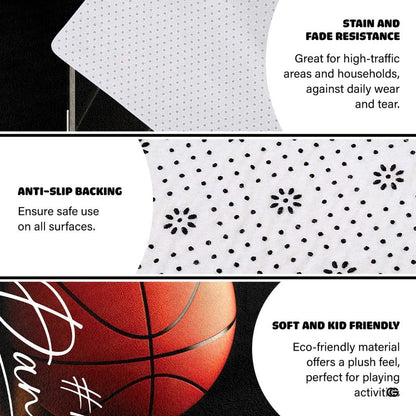 Basketball hardwood sports floor carpet displayed in cozy living room interior - thumbnail image 6 of 7