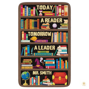 Custom Classroom Welcome Mat with Library and Bookshelf Detail