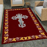 Personalized Orthodox Christian Area Rug, Custom Eastern Orthodox Russian Greek Byzantine Non-Slip Rug for Women Men, IC XC Nika Cross Mat for Living Room, Bedroom, Church Decor (D8)
